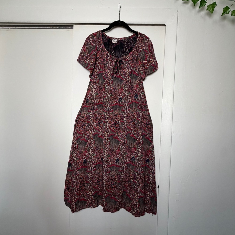 Vintage Shawn Originals Floral Paisley Dress Short Sleeve Boho Multi Color SS